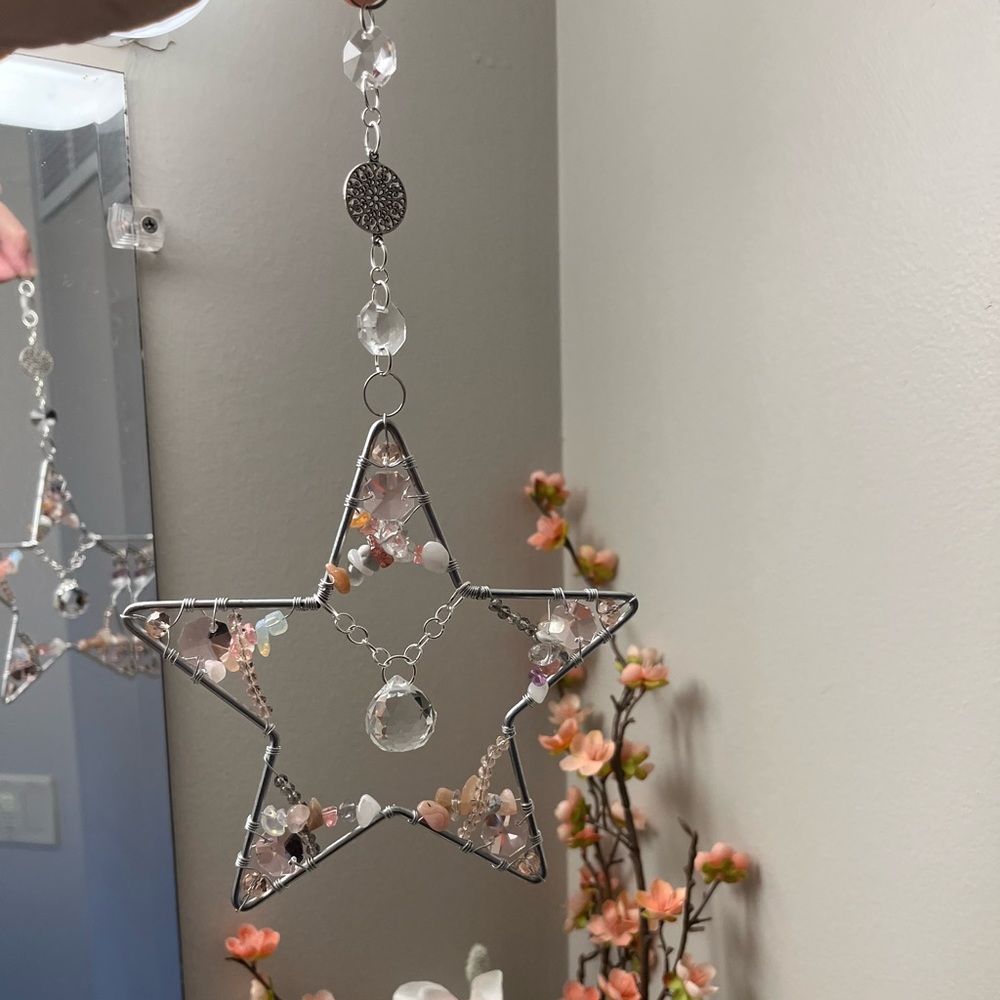 Handmade sun catcher - star shaped with natural stone